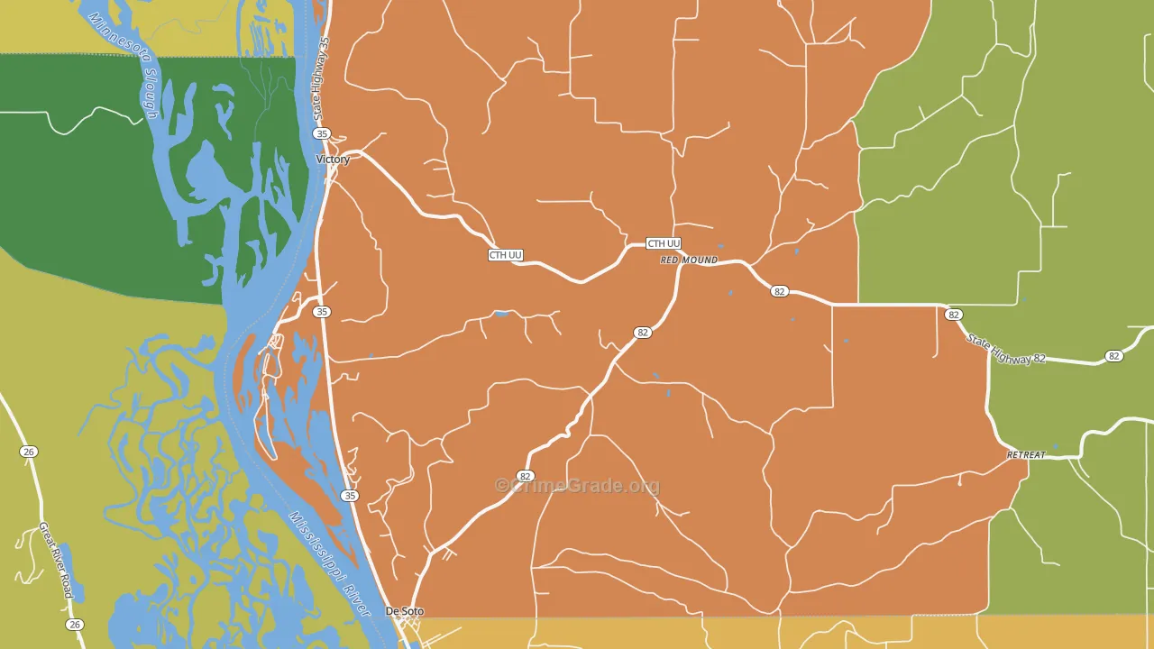 DeSoto, WI Map of Burglary Rates
