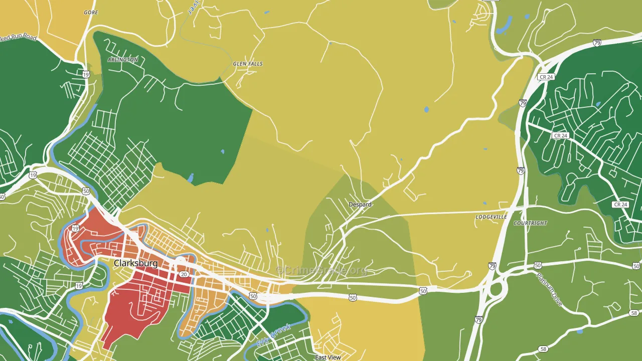 Despard, WV Map of Burglary Rates
