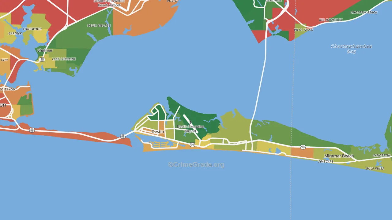 Destin, FL Map of Burglary Rates
