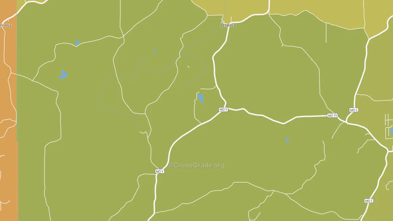 Detmold, MO Map of Burglary Rates