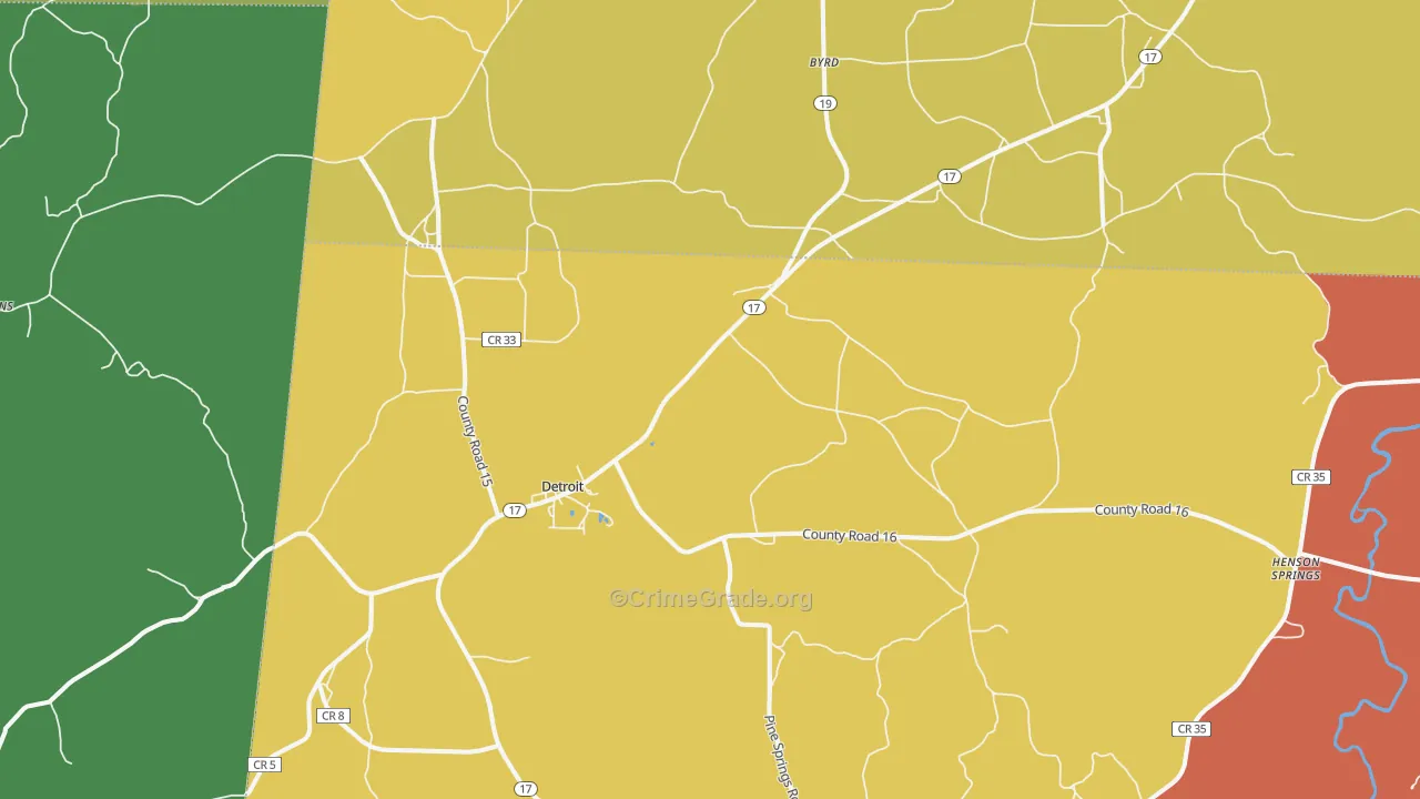Detroit, AL Map of Burglary Rates