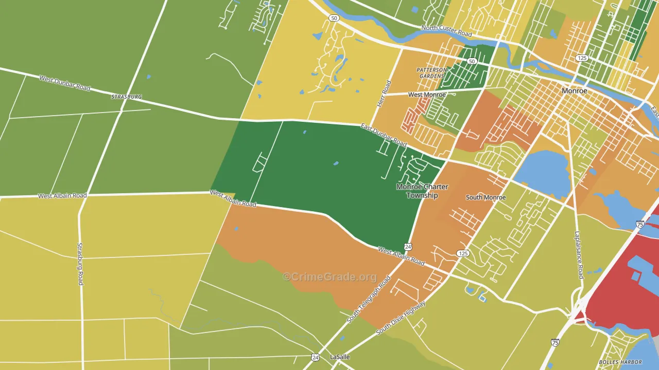 Detroit Beach, MI Map of Burglary Rates