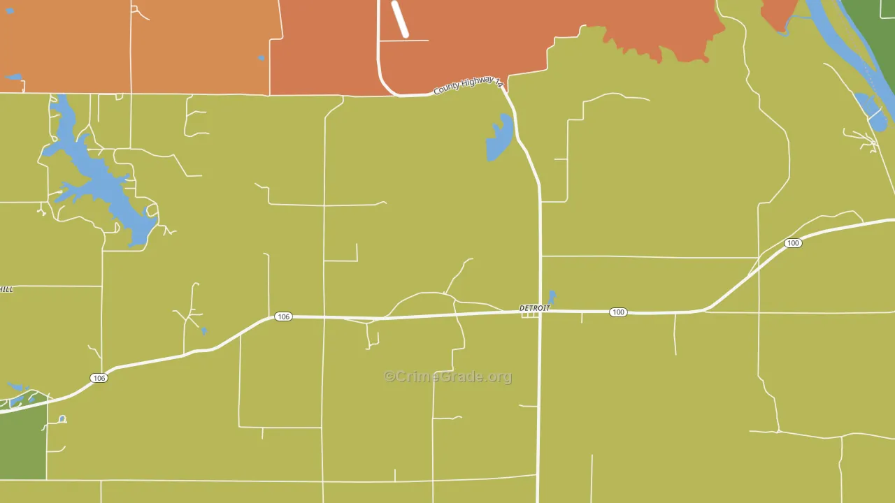 Detroit, IL Map of Burglary Rates