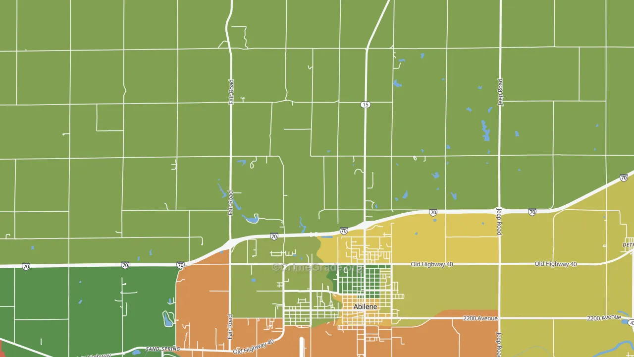 Detroit, KS Map of Burglary Rates
