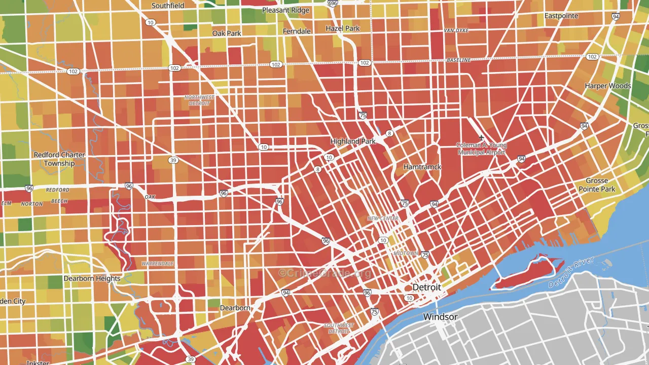 Detroit, MI Map of Burglary Rates