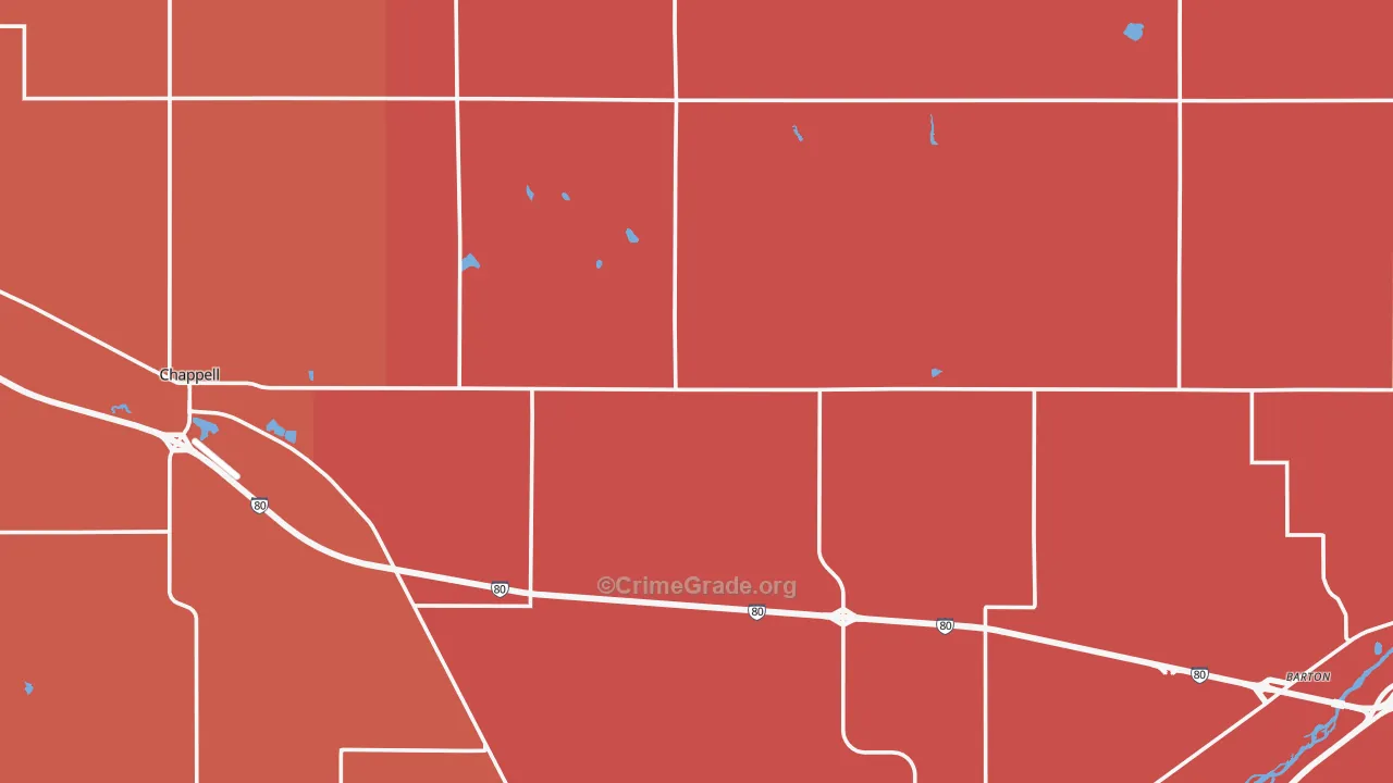 Deuel County, NE Map of Burglary Rates