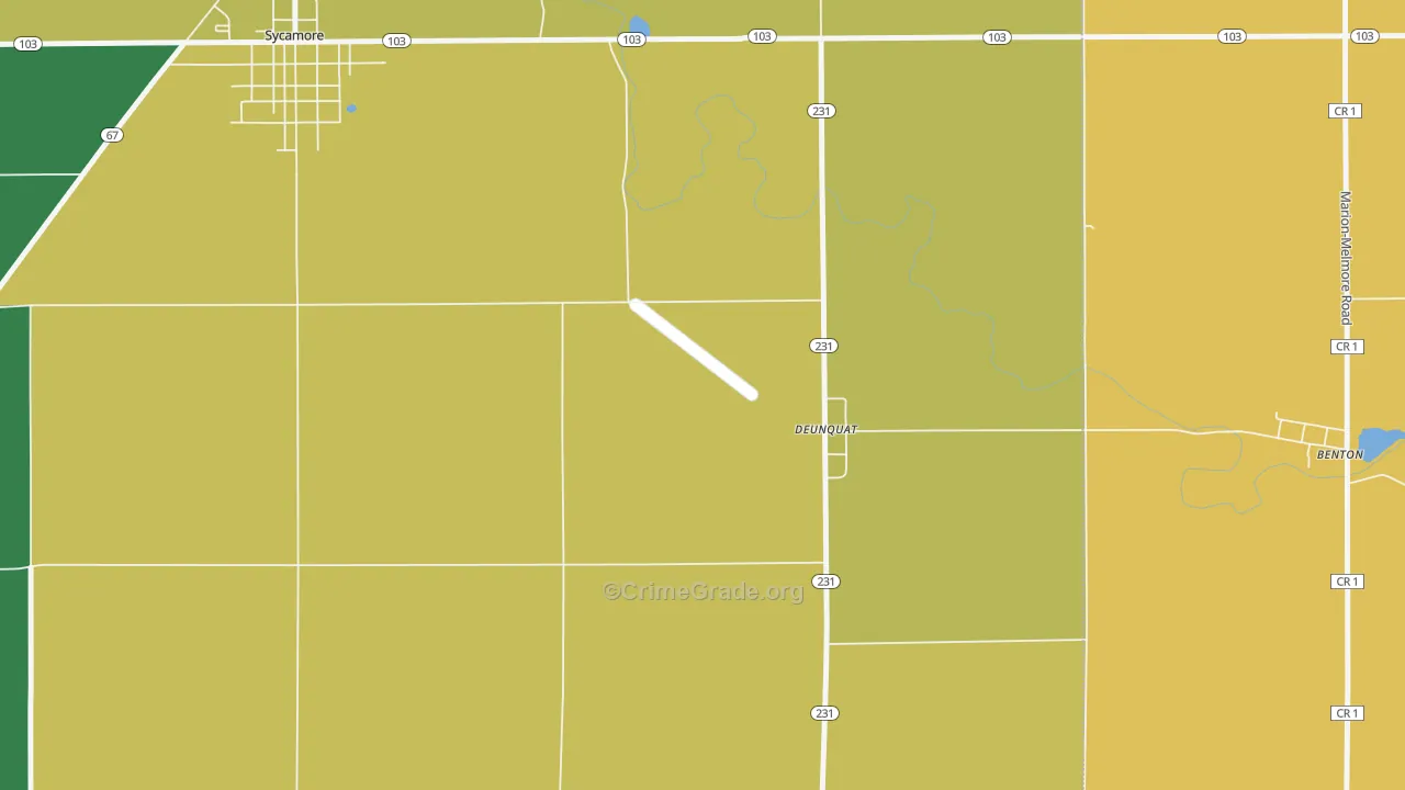 Deunquat, OH Map of Burglary Rates