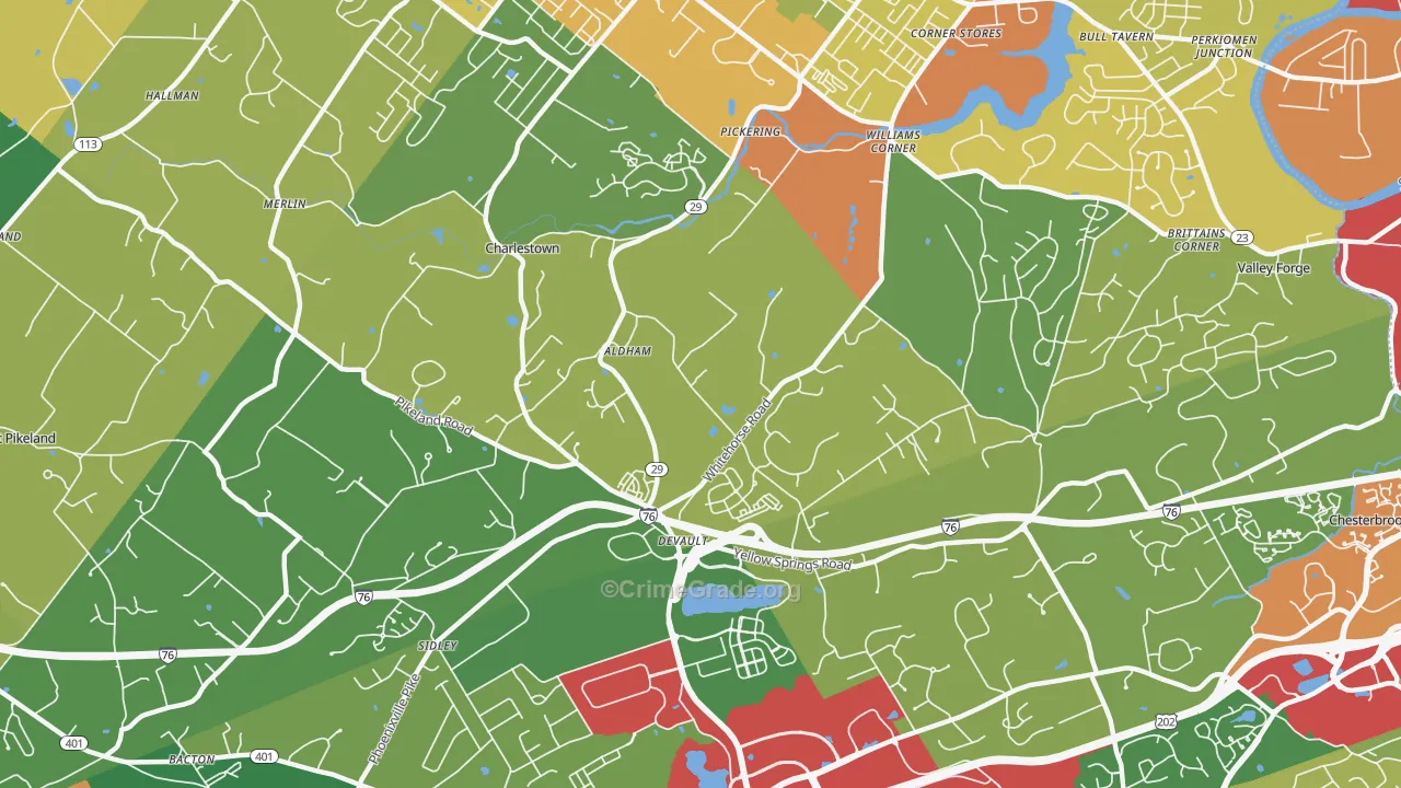 Devault, PA Map of Burglary Rates