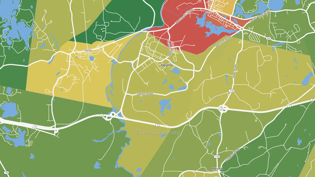 Devens, MA Map of Burglary Rates