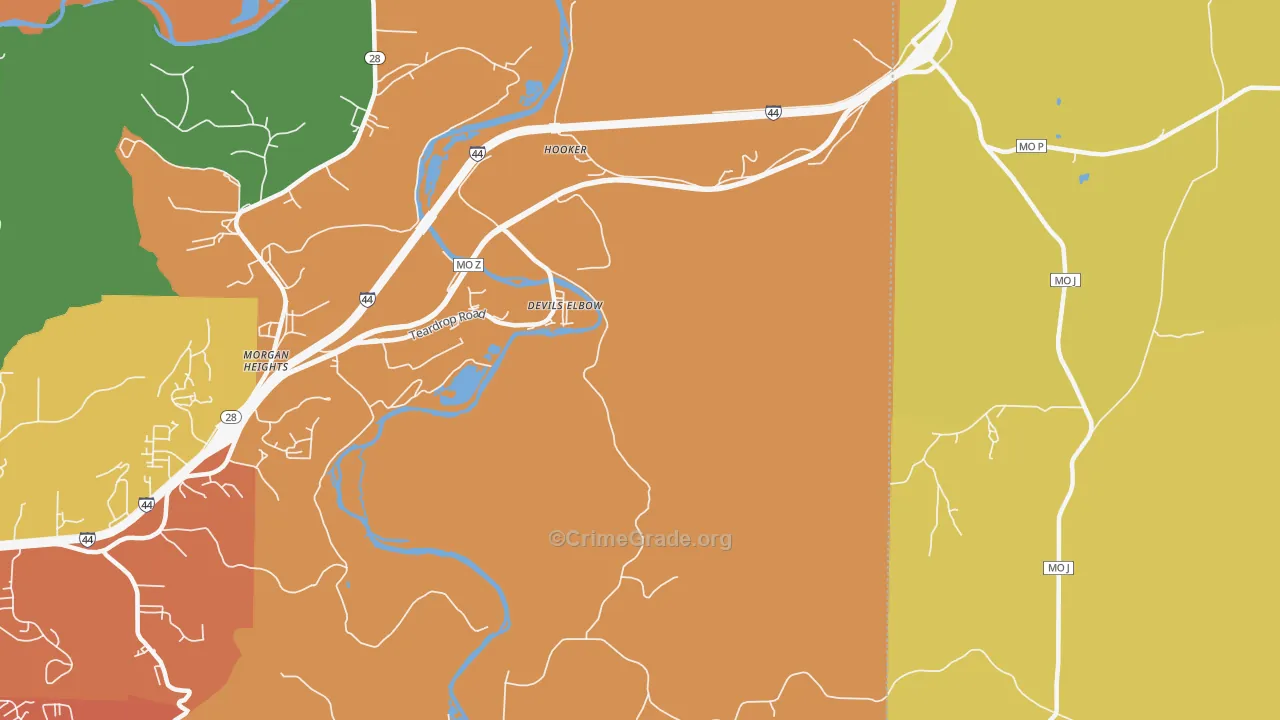 Devils Elbow, MO Map of Burglary Rates