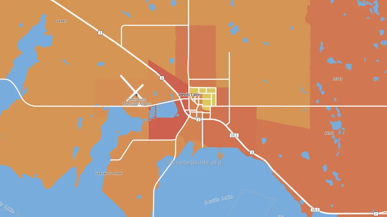 Devils Lake, ND Map of Burglary Rates