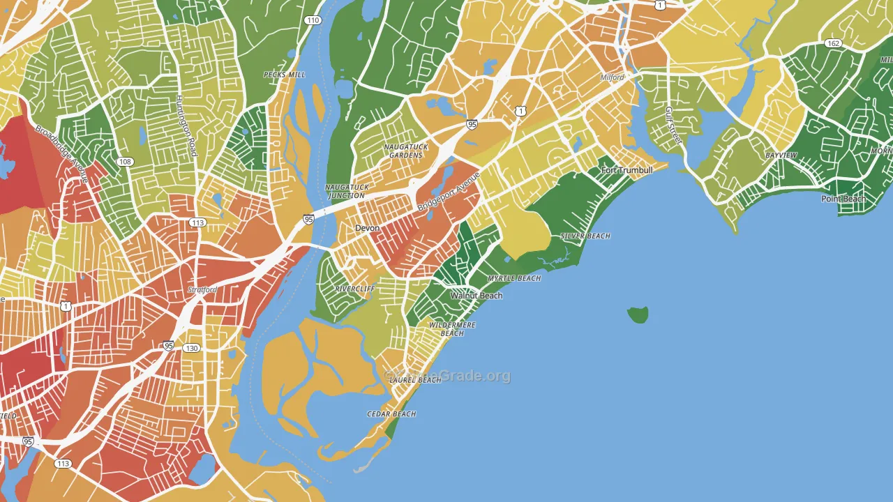 Devon-Walnut Beach, Milford, CT Map of Burglary Rates