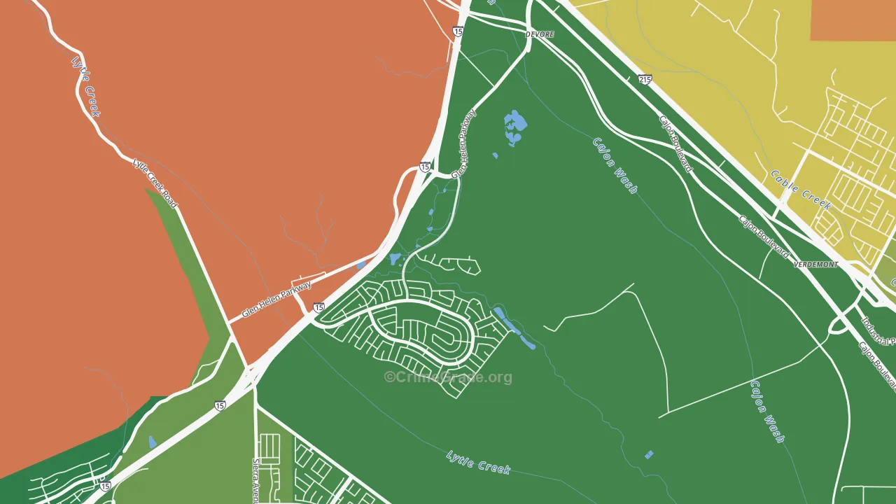 Devore, CA Map of Burglary Rates