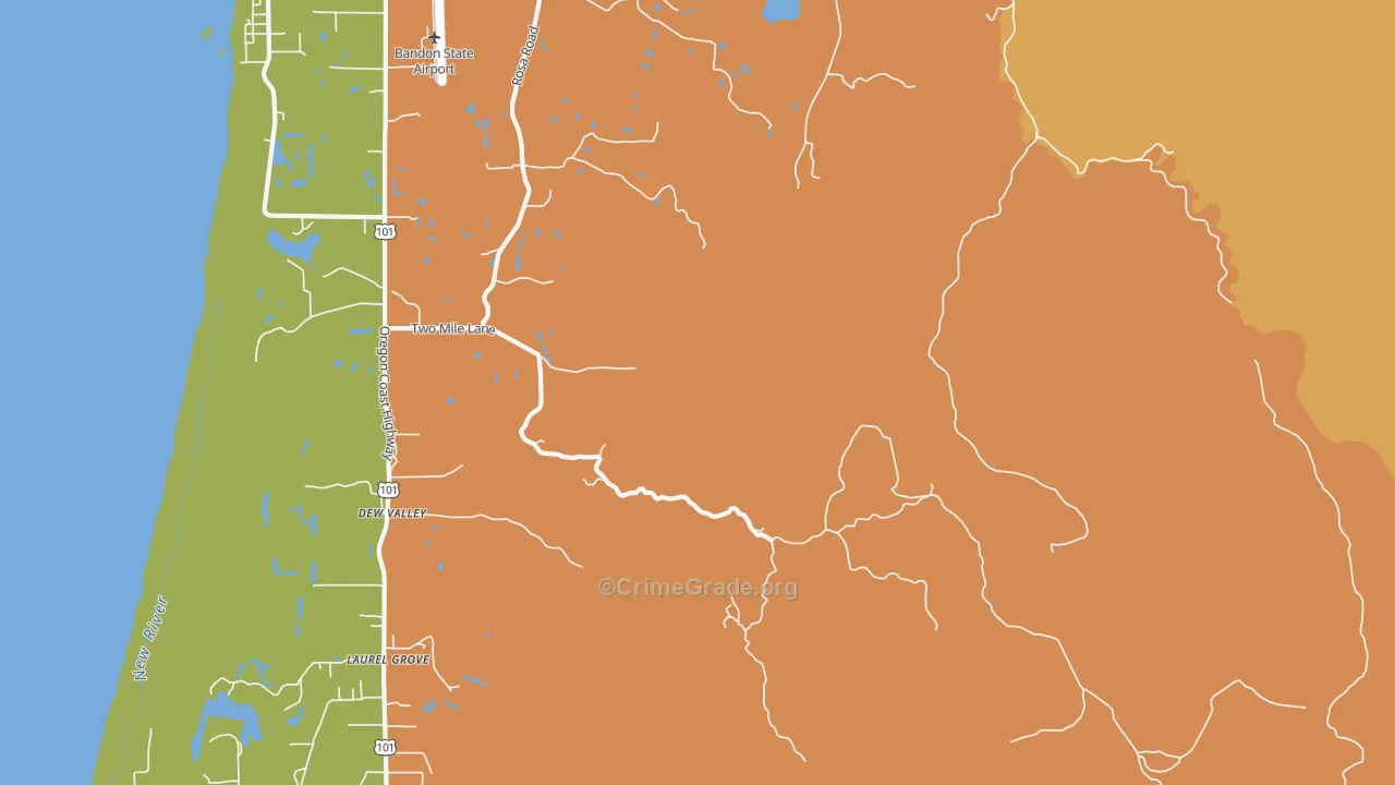 Dew Valley, OR Map of Burglary Rates