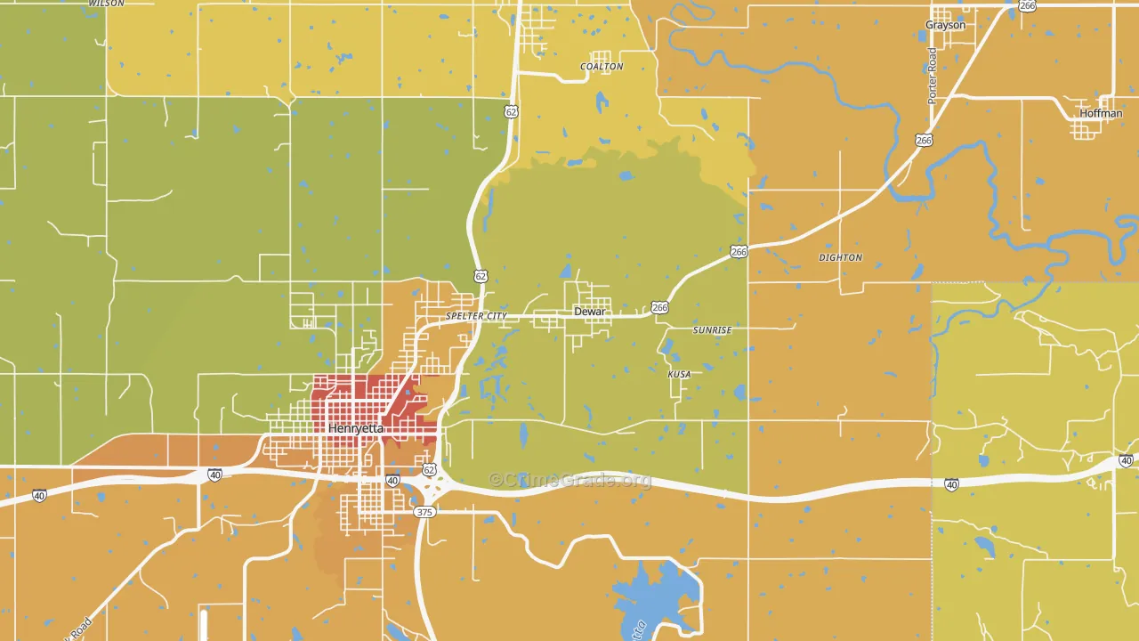 Dewar, OK Map of Burglary Rates