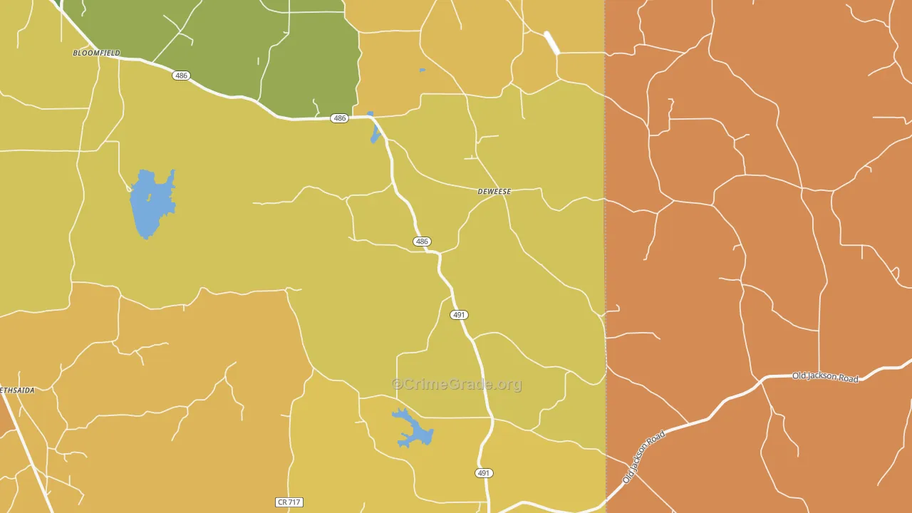 DeWeese, MS Map of Burglary Rates