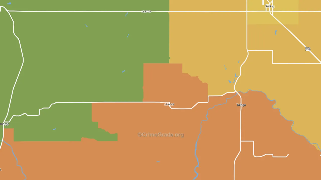 Dewey County, OK Map of Burglary Rates