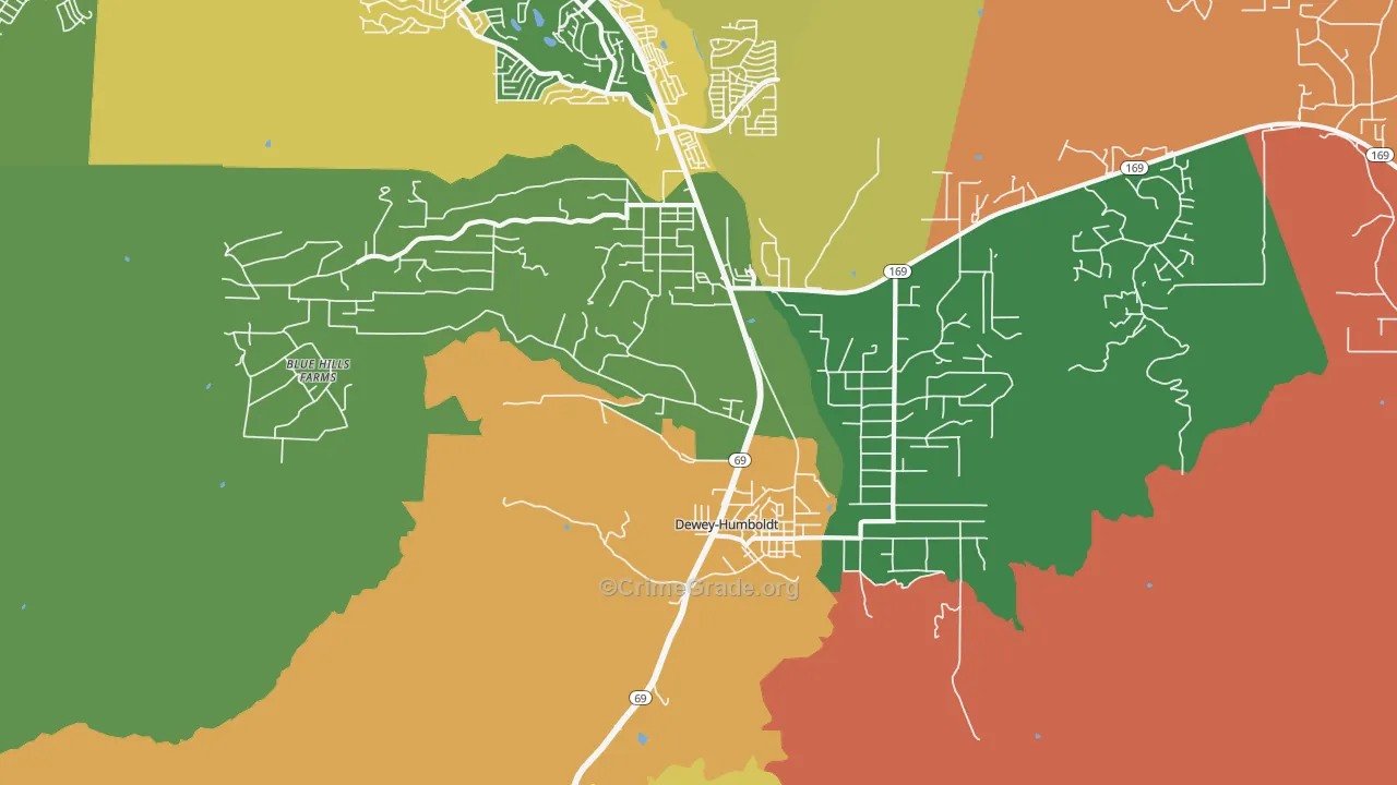 Dewey-Humboldt, AZ Map of Burglary Rates