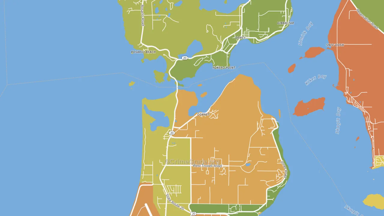 Dewey, WA Map of Burglary Rates
