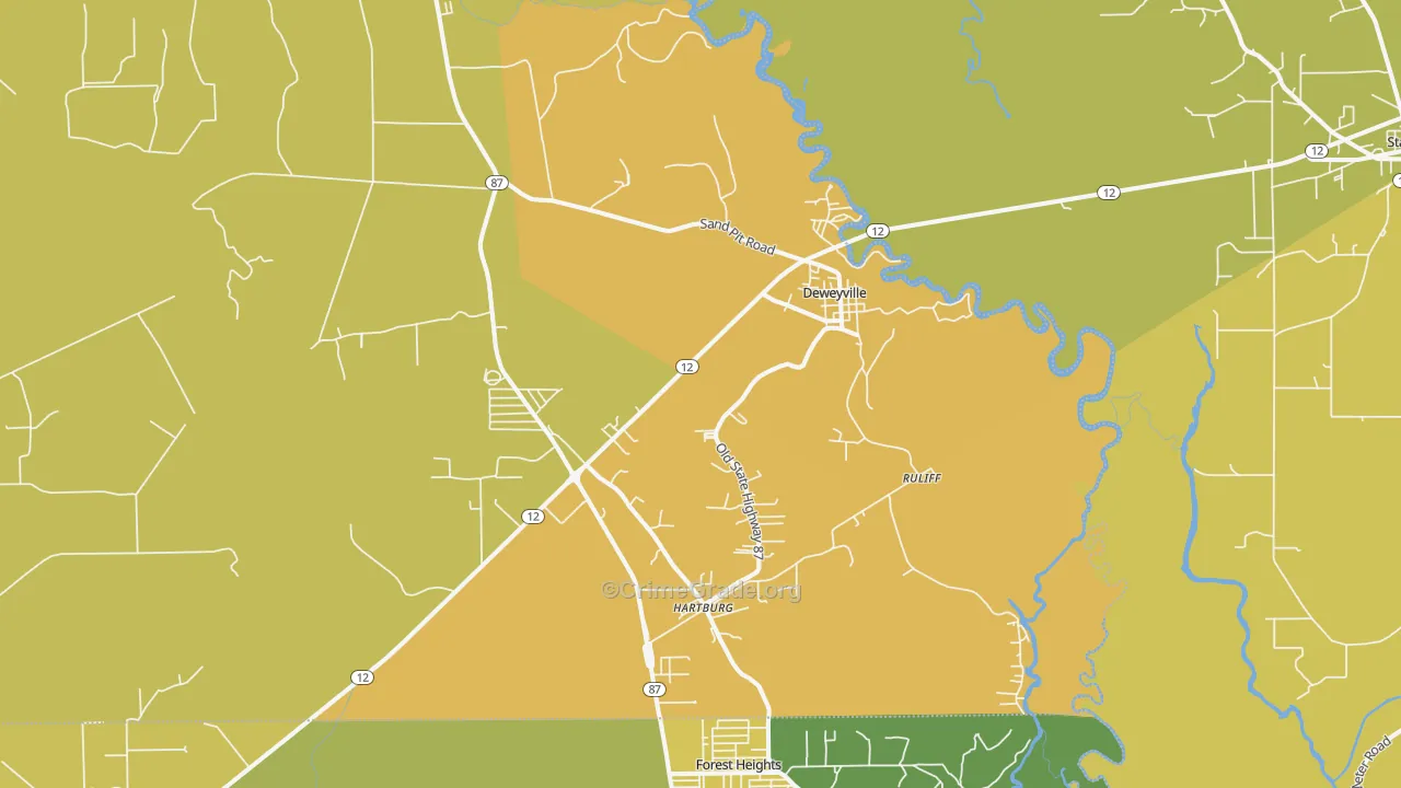 Deweyville, TX Map of Burglary Rates