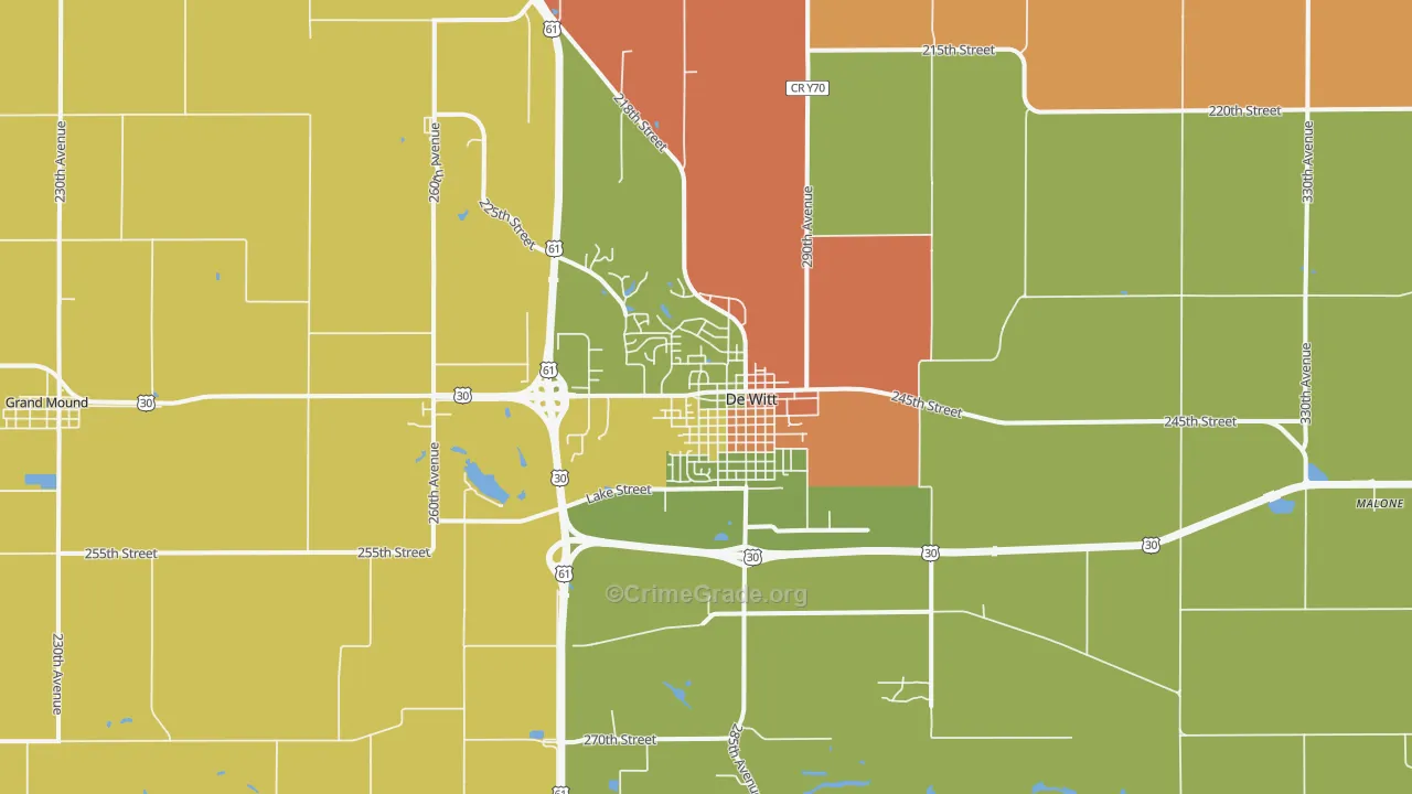 DeWitt, IA Map of Burglary Rates