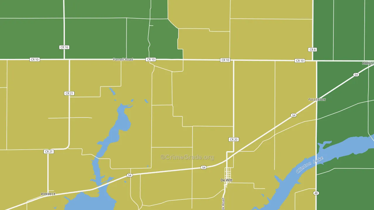 Dewitt, IL Map of Burglary Rates