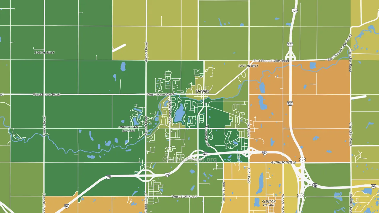 Dewitt, MI Map of Burglary Rates