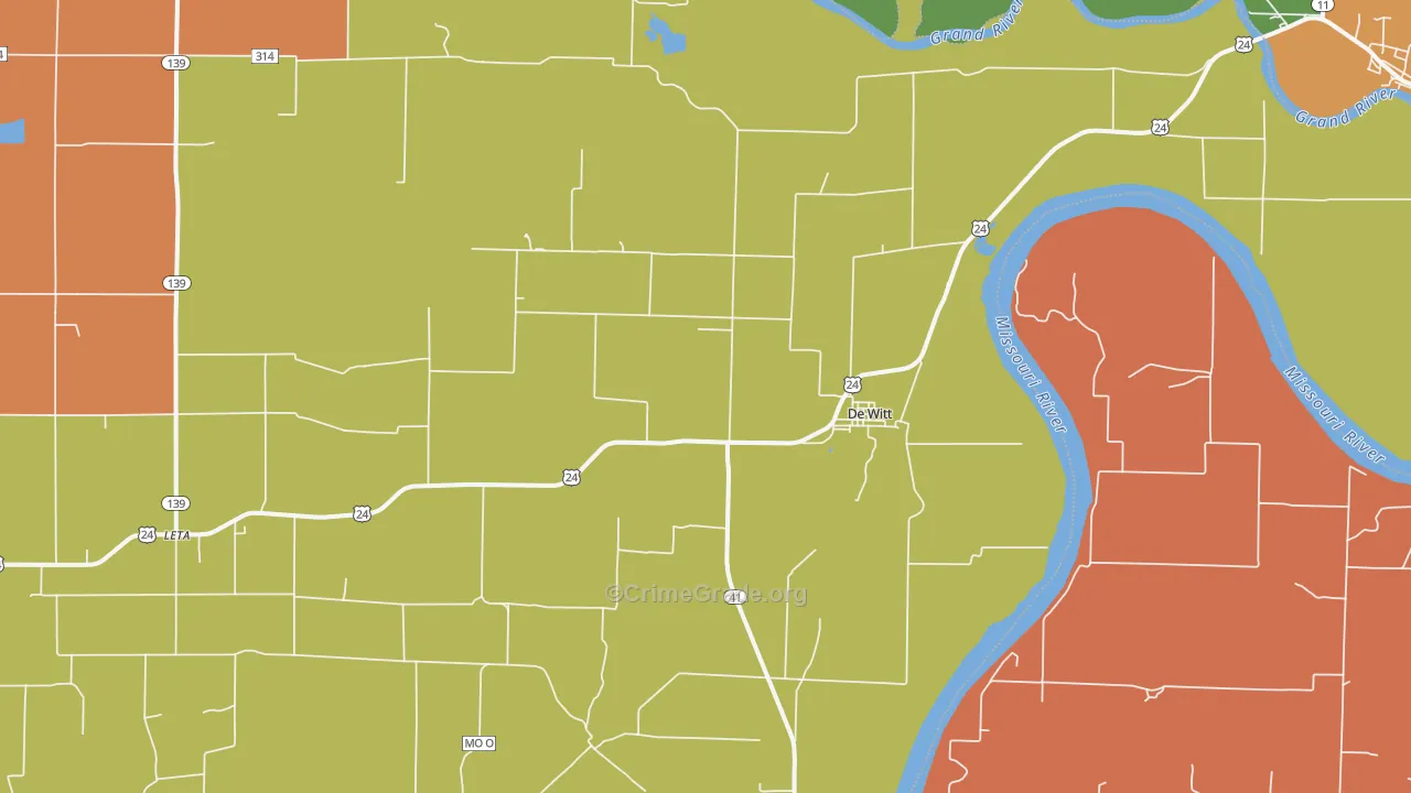 DeWitt, MO Map of Burglary Rates