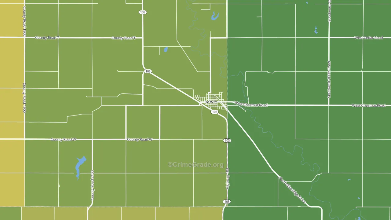 DeWitt, NE Map of Burglary Rates