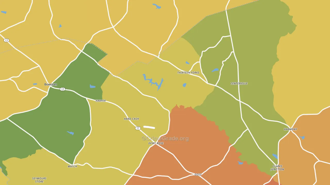 Dewy Rose, GA Map of Burglary Rates
