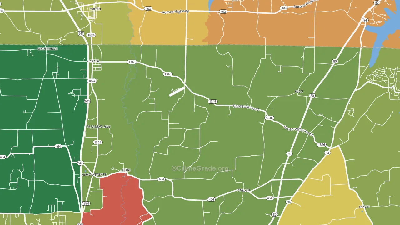 Dexter, KY Map of Burglary Rates