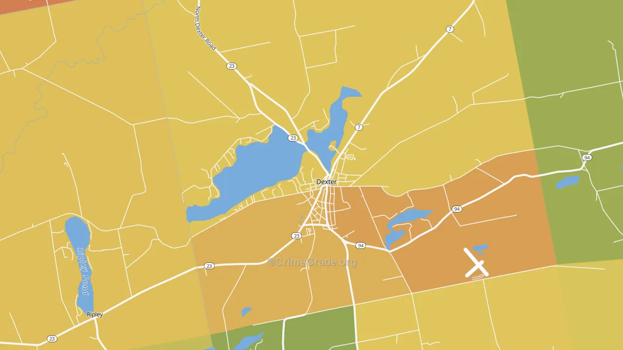 Dexter, ME Map of Burglary Rates