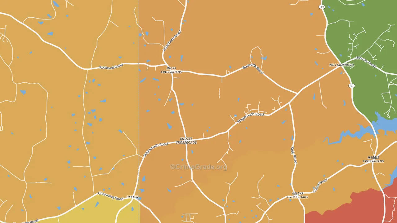 Dexter, NC Map of Burglary Rates