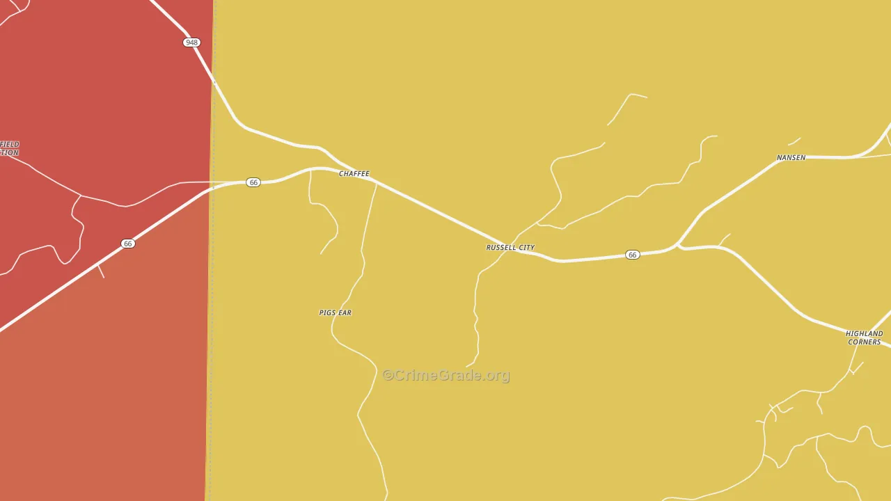 DeYoung, PA Map of Burglary Rates