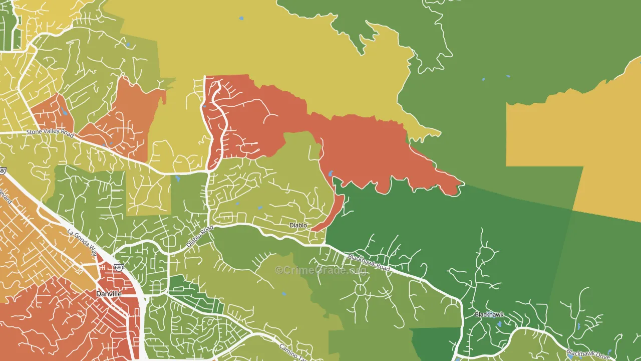 Diablo, CA Map of Burglary Rates