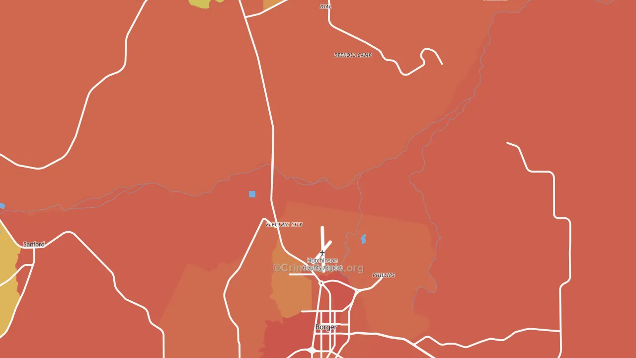 Dial, TX Map of Burglary Rates