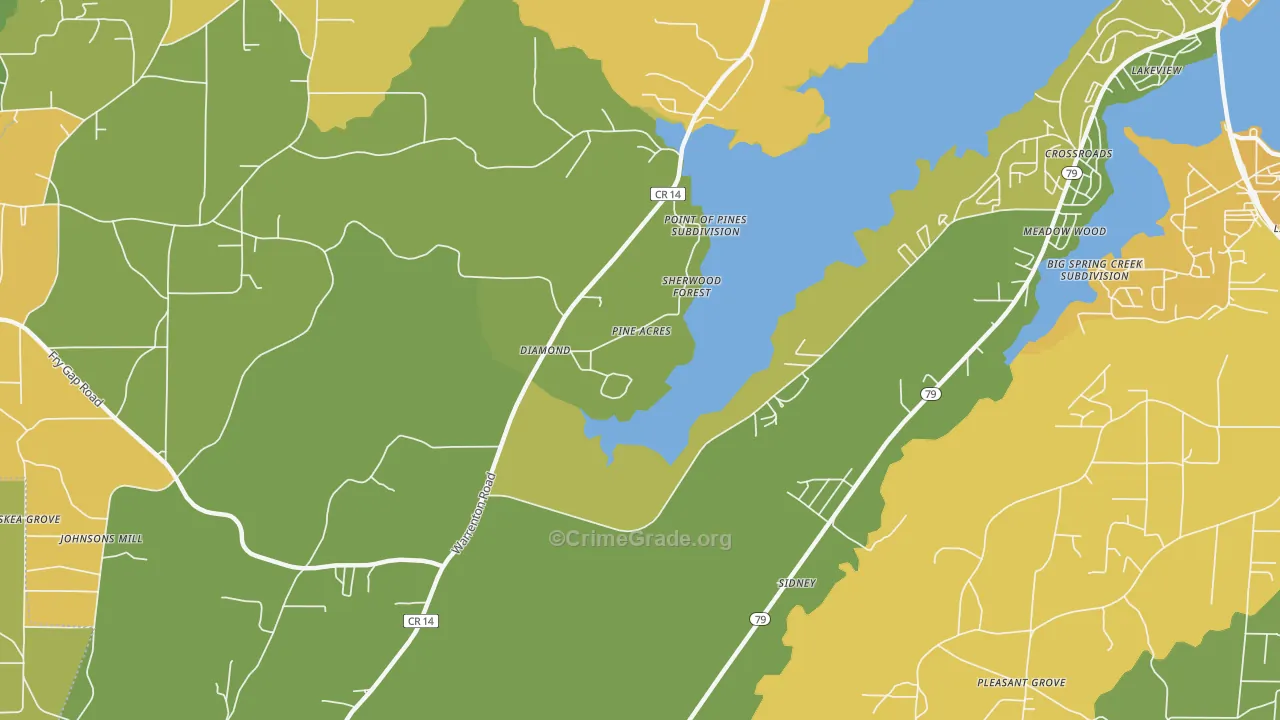 Diamond, AL Map of Burglary Rates