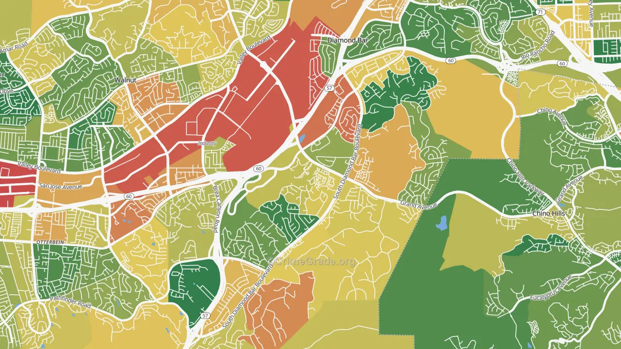 Diamond Bar, CA Map of Burglary Rates