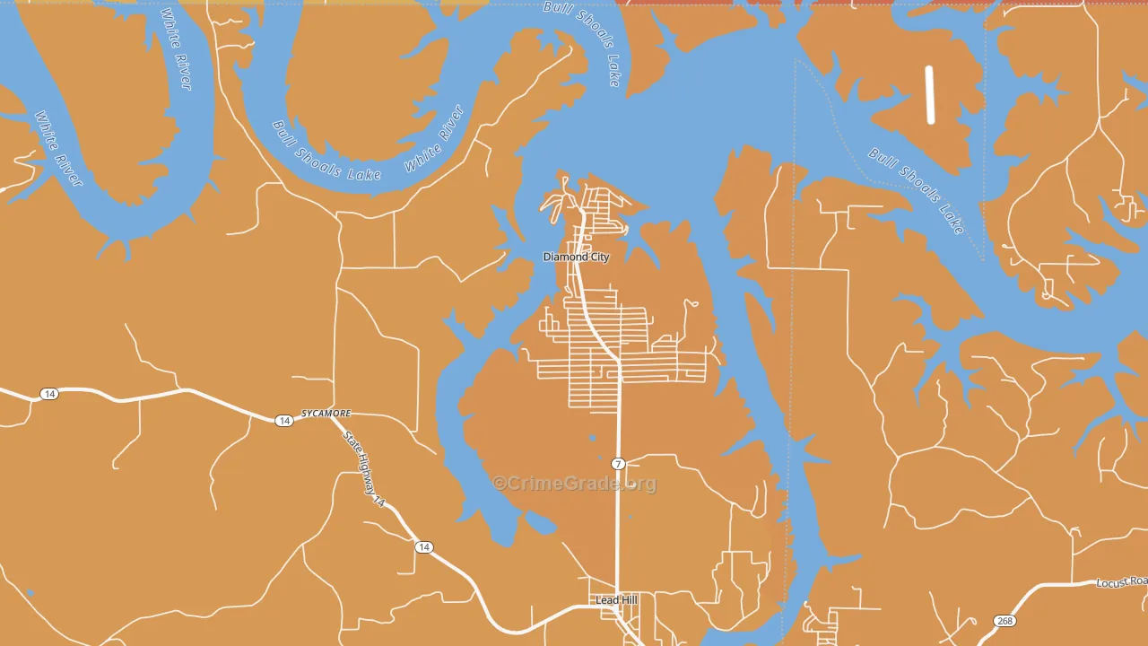 Diamond City, AR Map of Burglary Rates