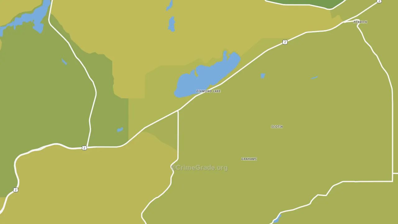 Diamond Lake, WA Map of Burglary Rates