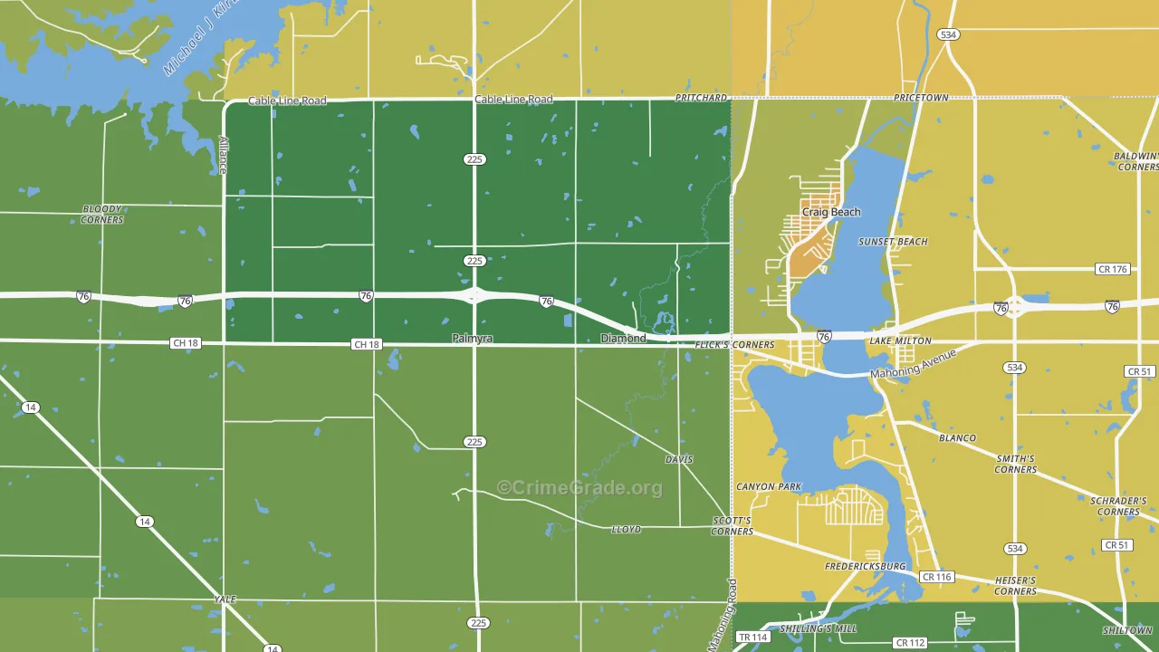 Diamond, OH Map of Burglary Rates