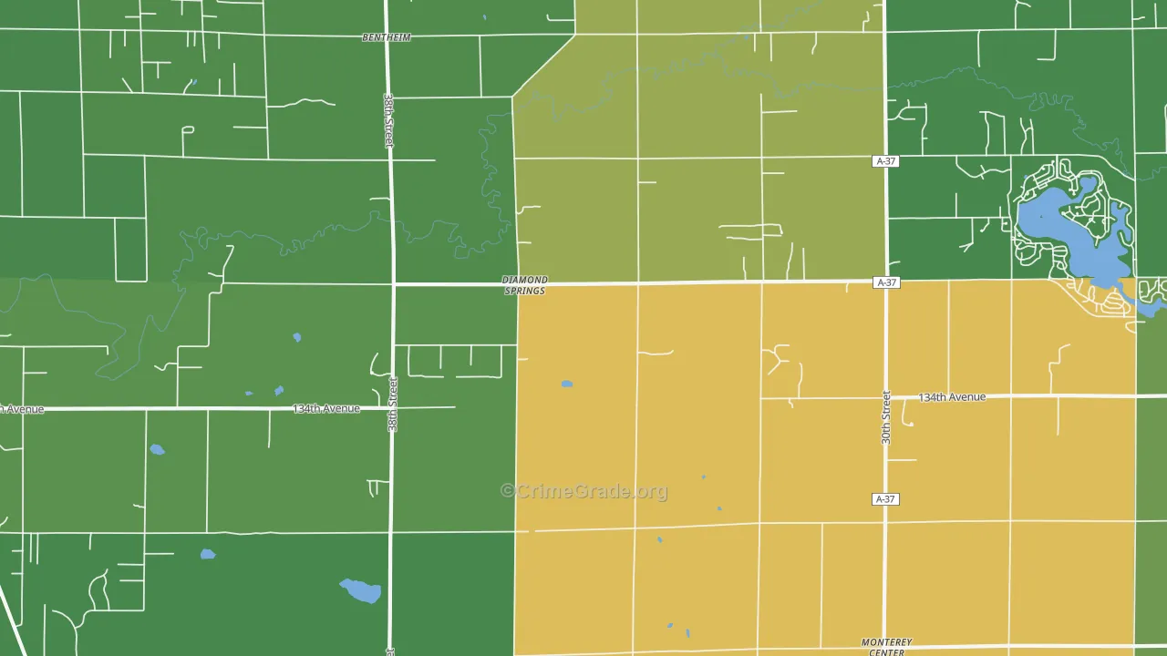 Diamond Springs, MI Map of Burglary Rates
