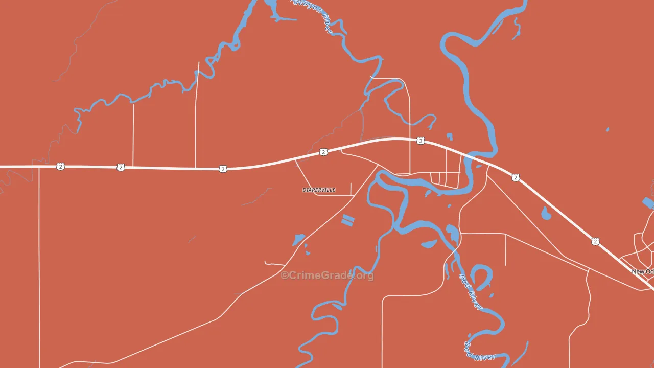Diaperville, WI Map of Burglary Rates