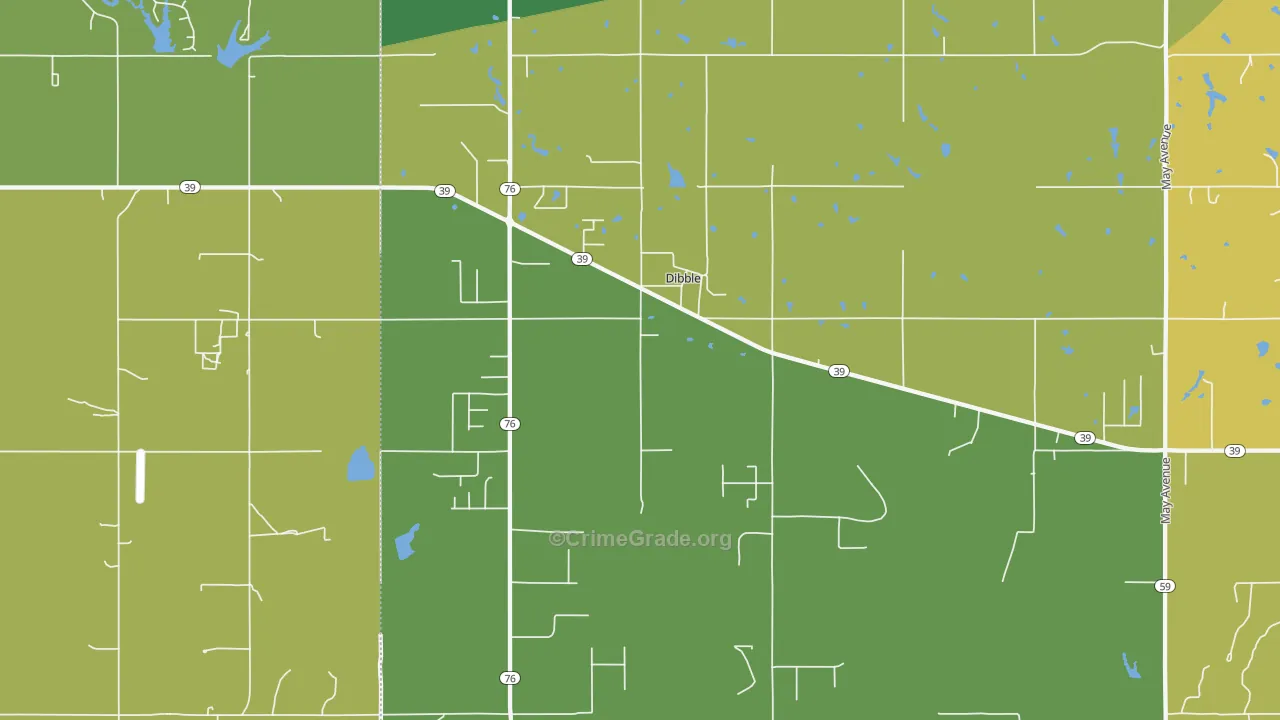 Dibble, OK Map of Burglary Rates