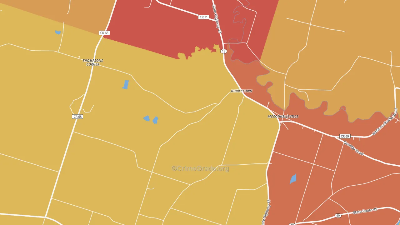 Dibbletown, NY Map of Burglary Rates