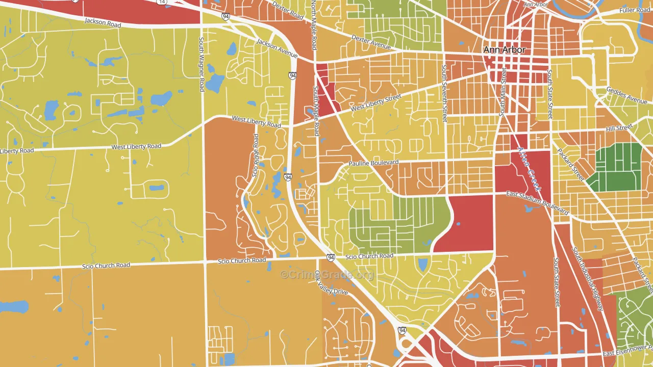 Dicken, Ann Arbor, MI Map of Burglary Rates
