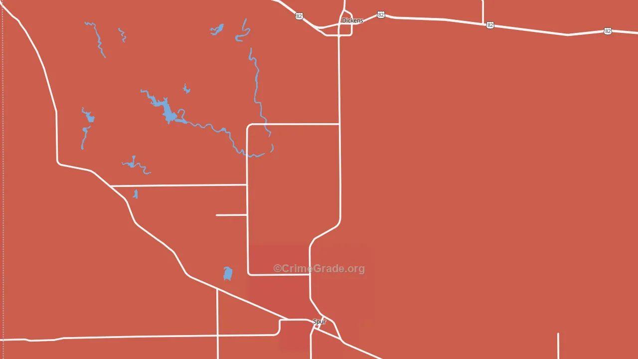 Dickens County, TX Map of Burglary Rates