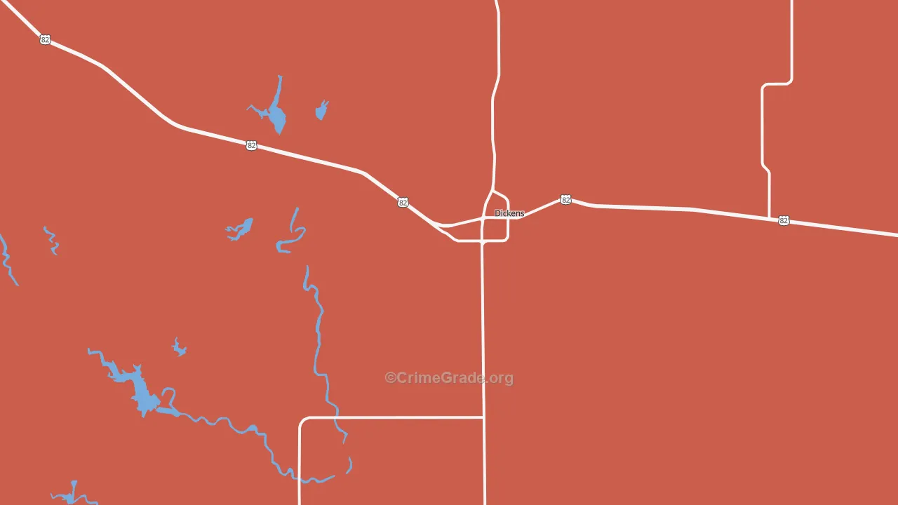 Dickens, TX Map of Burglary Rates