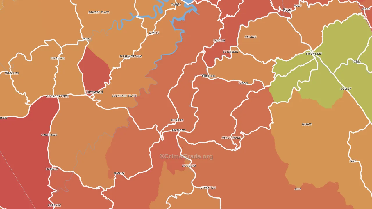 Dickenson County, VA Map of Burglary Rates