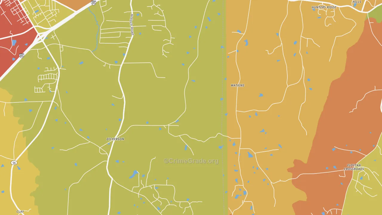 Dickerson, NC Map of Burglary Rates